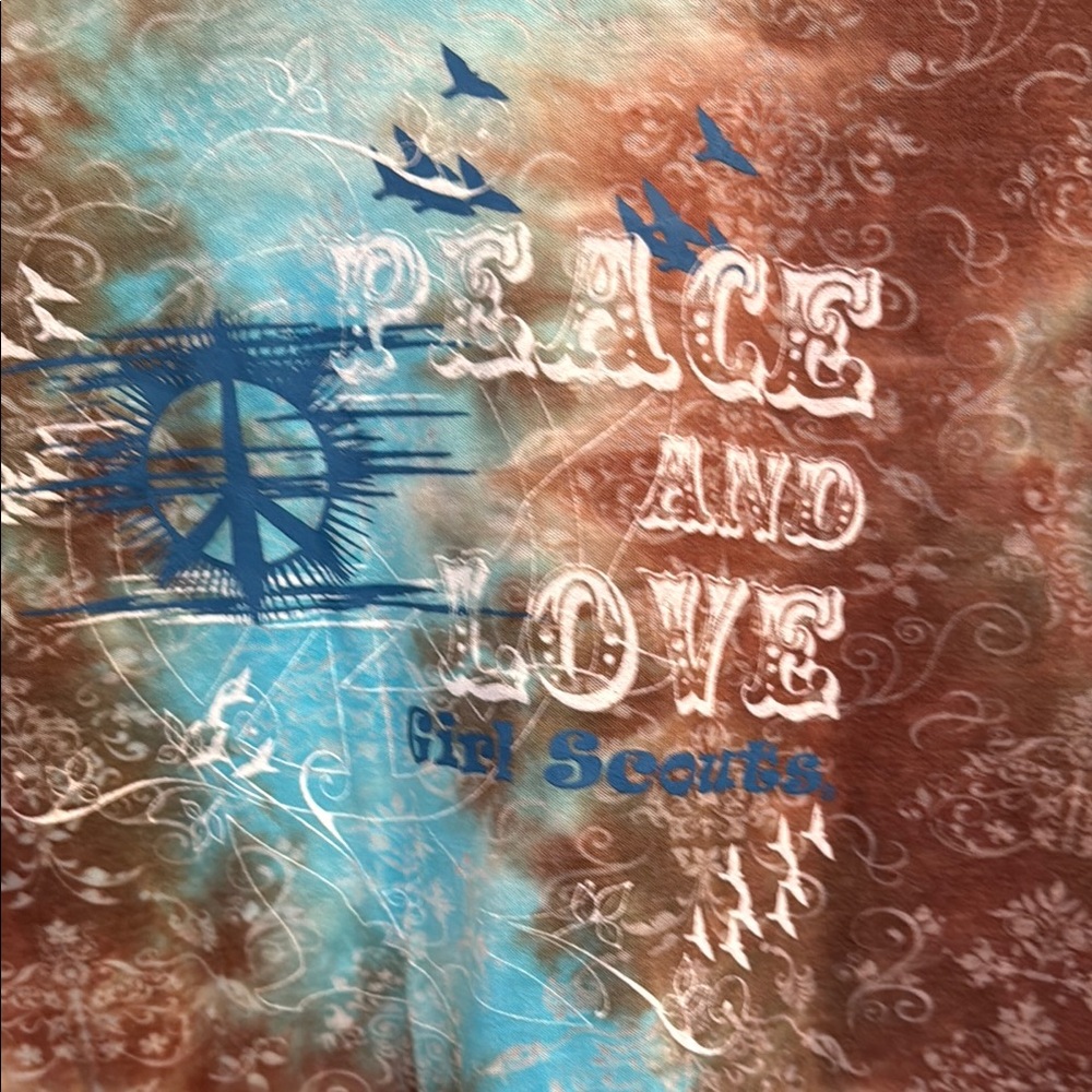Girl Scouts Tie-Dye Long Sleeve Shirt with Peace and Love Design - Picture 4 of 11